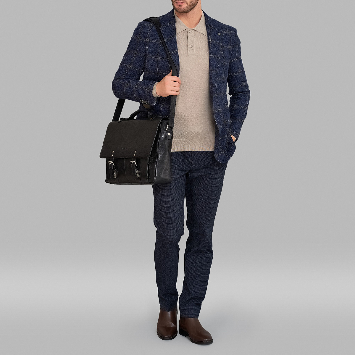 Портфель Dr.Koffer из натуральной кожи черный