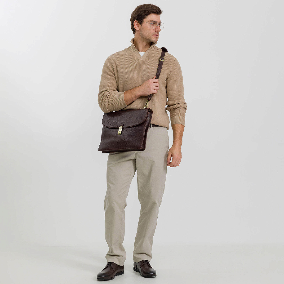 Портфель Dr.Koffer из натуральной кожи темно-коричневый