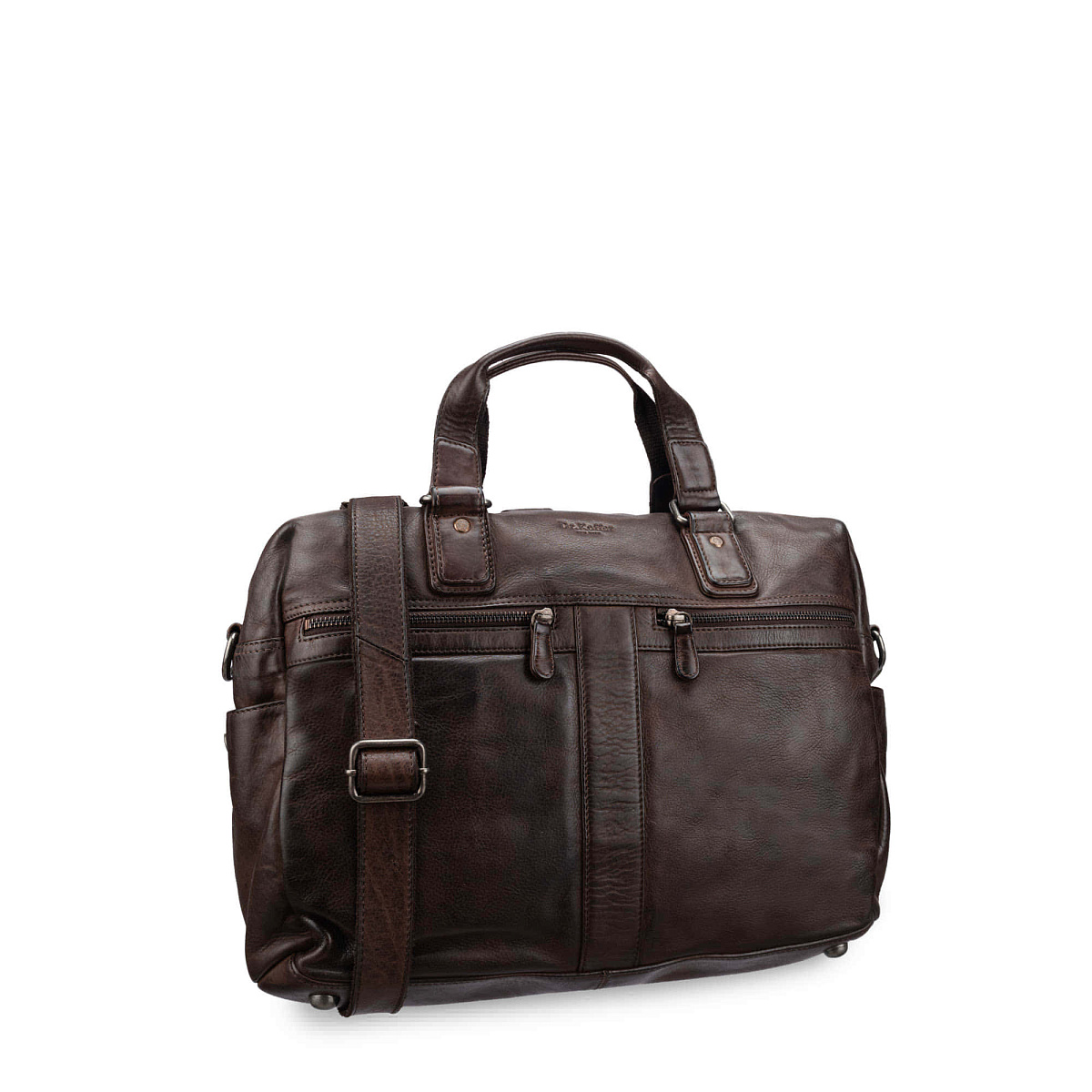 Деловая сумка Dr.Koffer из натуральной кожи темно-коричневая