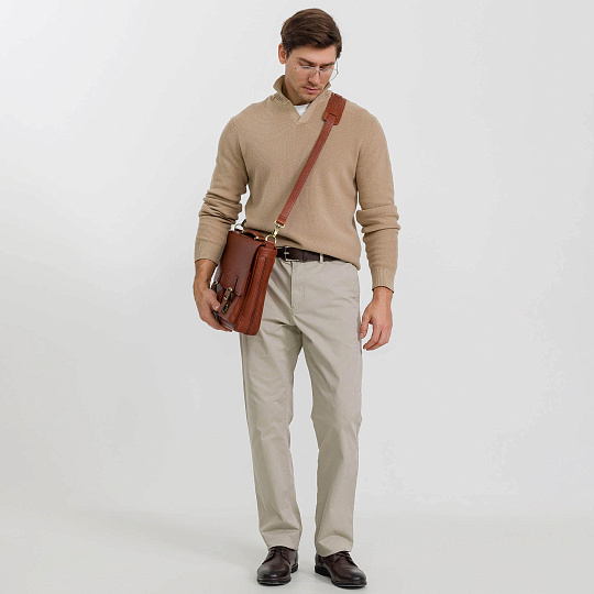 Портфель Dr.Koffer из натуральной кожи светло-коричневый