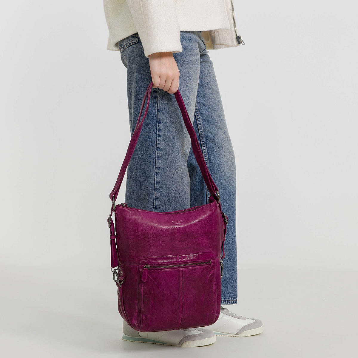 Сумка через плечо Dr.Koffer из натуральной кожи фиолетовая