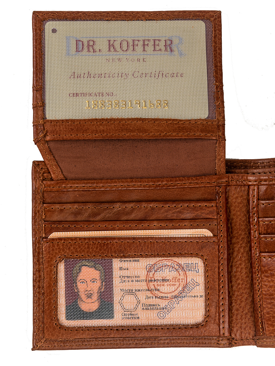 Портмоне Dr.Koffer из натуральной кожи светло-коричневое