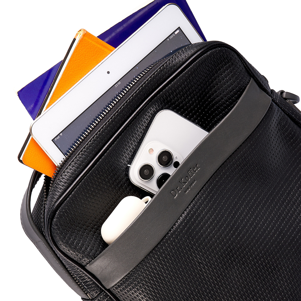 Сумка через плечо Dr.Koffer из натуральной кожи черная