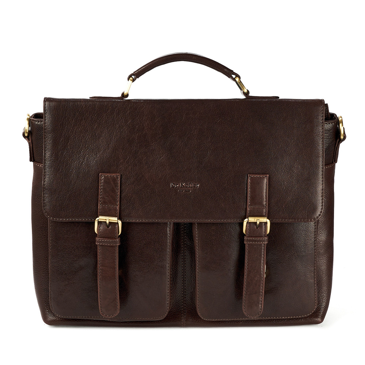 Портфель Dr.Koffer из натуральной кожи темно-коричневый