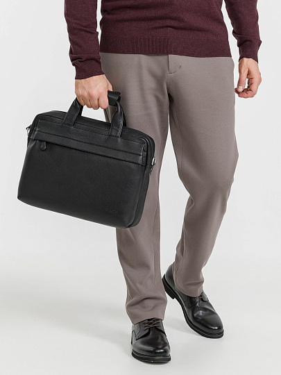 Деловая сумка Dr.Koffer из натуральной кожи черная