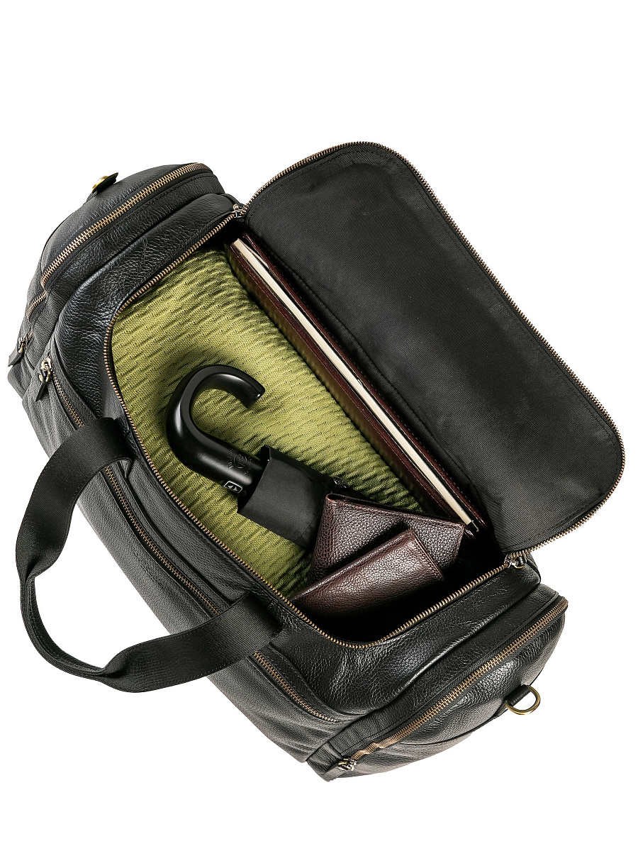 Дорожная сумка Dr. Koffer из натуральной кожи черная