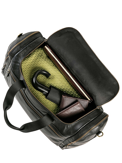 Дорожная сумка Dr. Koffer из натуральной кожи черная