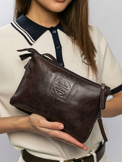 Сумка через плечо Dr.Koffer из натуральной кожи коричневая
