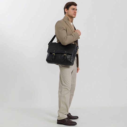 Портфель Dr.Koffer из натуральной кожи черный