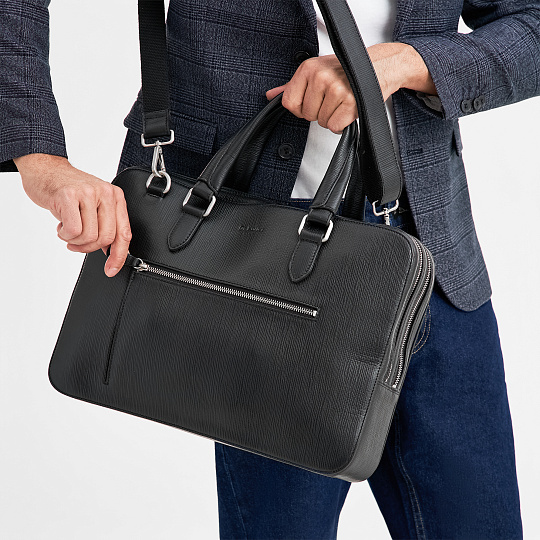 Деловая сумка Dr.Koffer из натуральной кожи черная