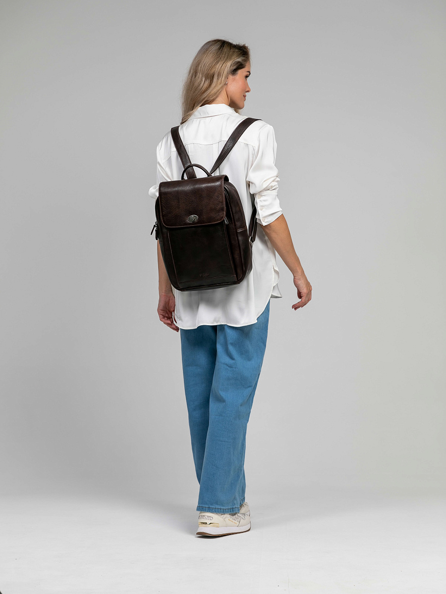 Рюкзак Dr.Koffer из натуральной кожи темно-коричневый