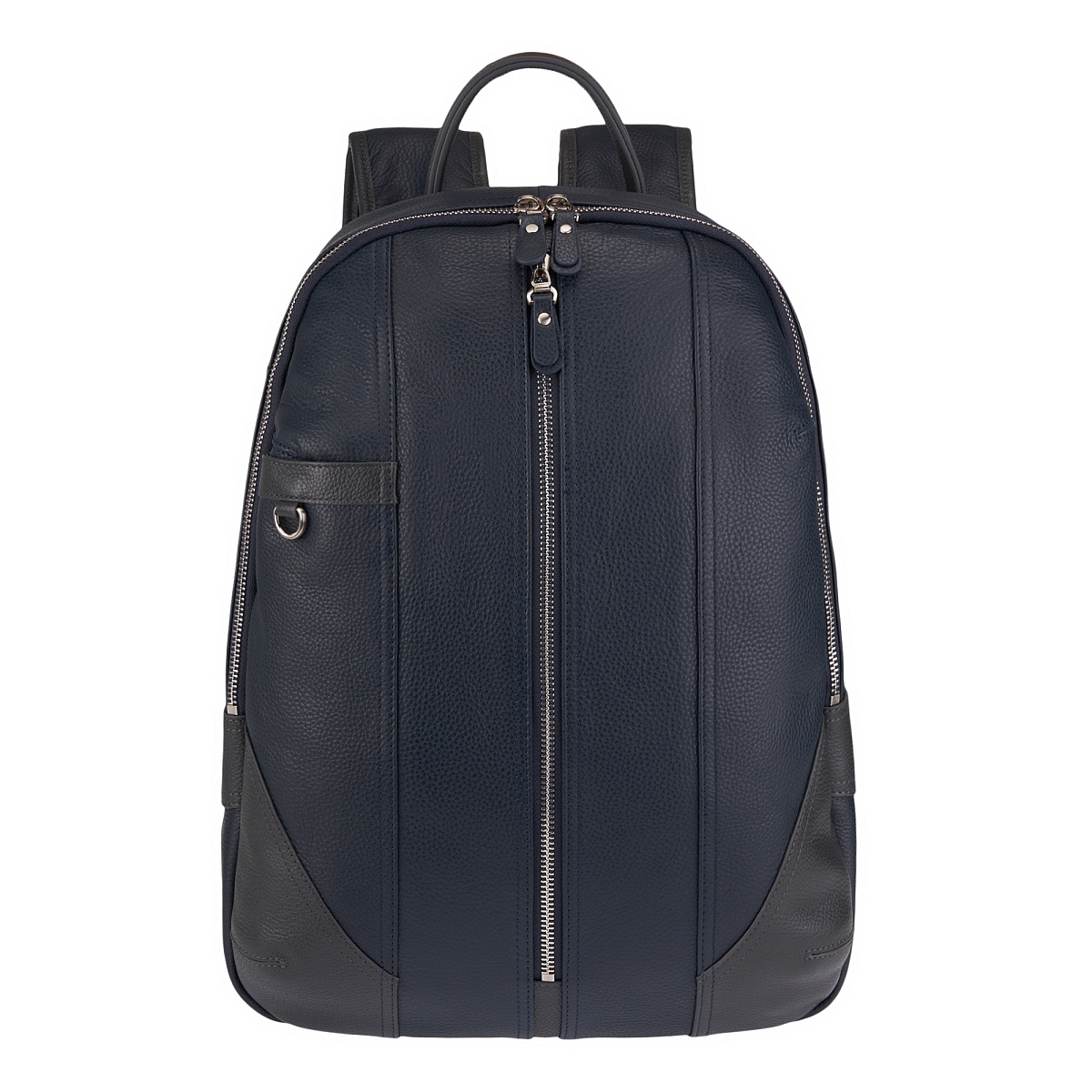 Мужской рюкзак из натуральной кожи синего цвета с отделкой из серой кожи с большим количеством карманов Dr.Koffer M402593-220-60/77