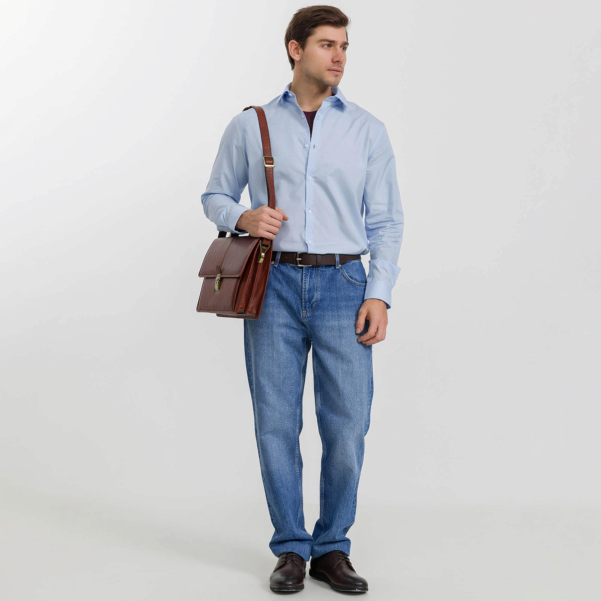 Портфель Dr.Koffer из натуральной кожи светло-коричневый