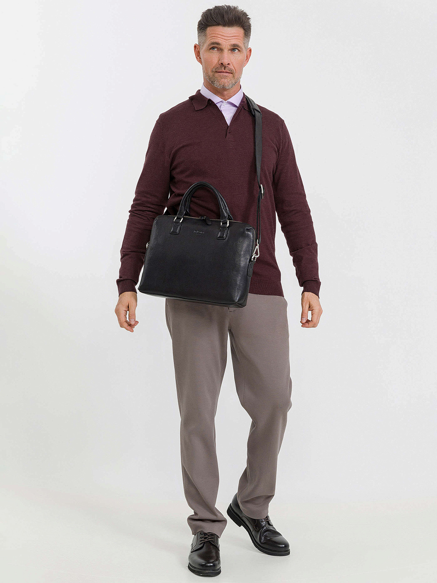 Деловая сумка Dr.Koffer из натуральной кожи черная