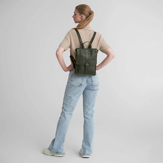 Рюкзак Dr.Koffer из натуральной кожи зеленый