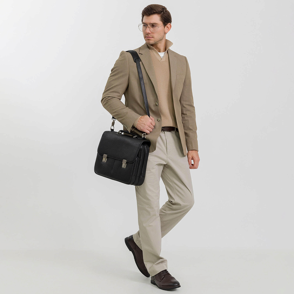 Портфель Dr.Koffer из натуральной кожи черный