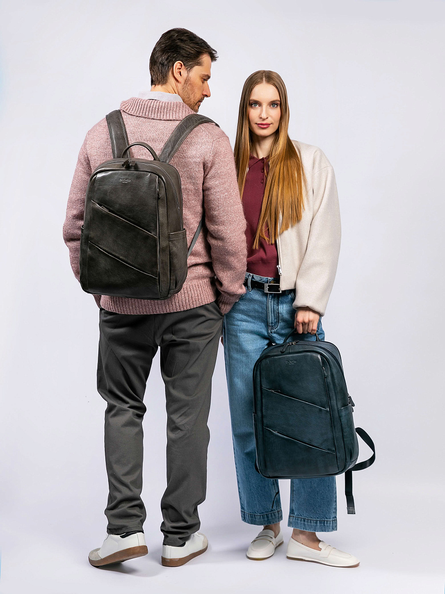 Рюкзак Dr. Koffer из натуральной кожи серый