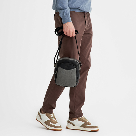 Сумка через плечо Dr.Koffer из натуральной кожи серая