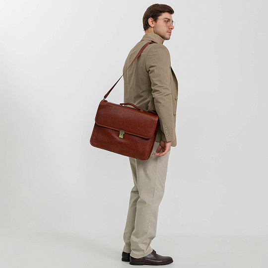 Портфель Dr.Koffer из натуральной кожи светло-коричневый