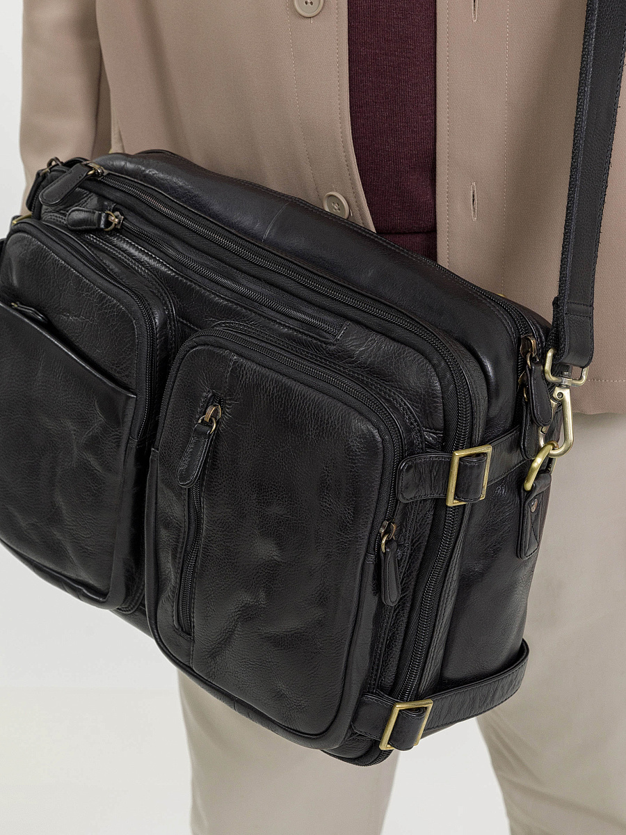 Деловая сумка Dr.Koffer из натуральной кожи черная