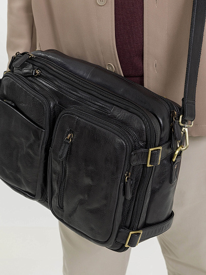 Деловая сумка Dr.Koffer из натуральной кожи черная