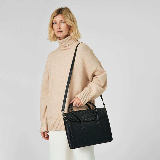 Деловая сумка Dr.Koffer из натуральной кожи черная