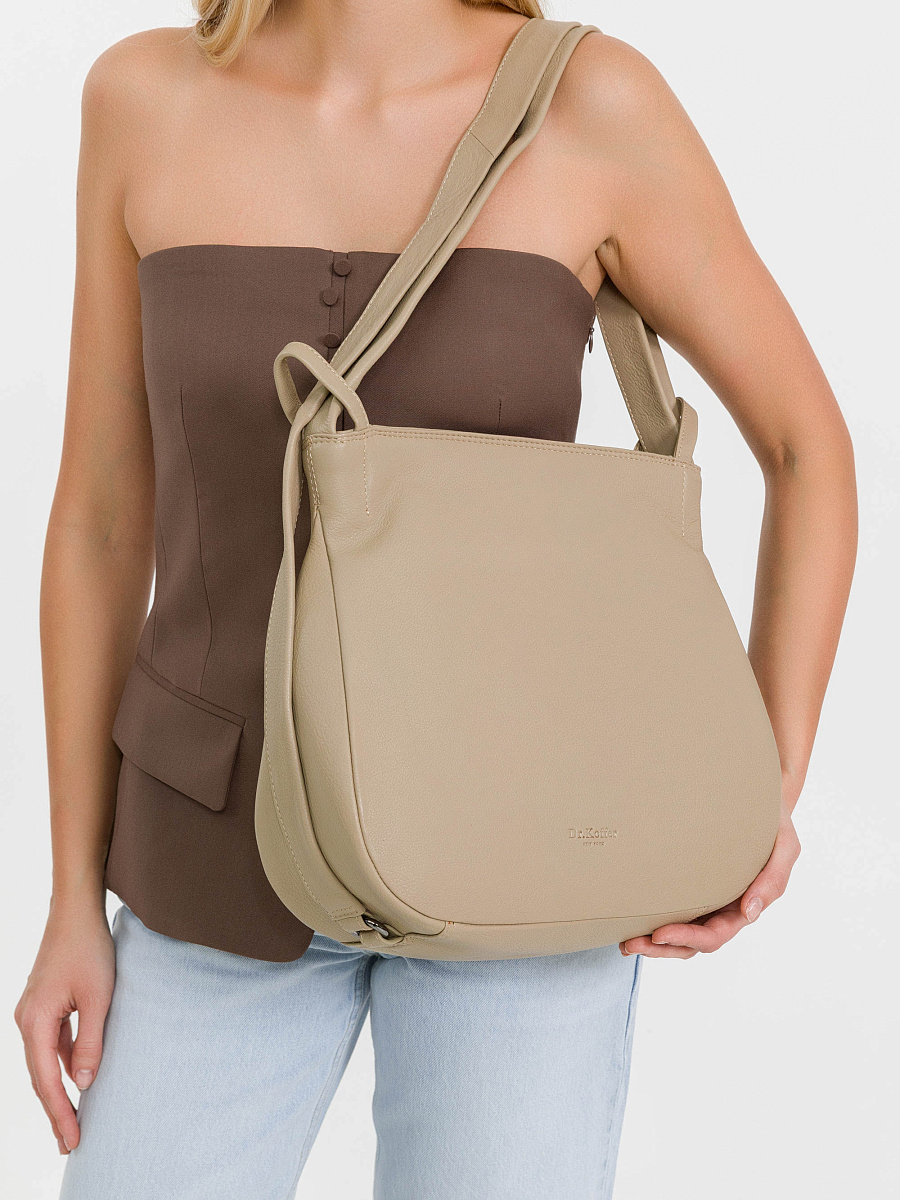 Женская сумка Dr.Koffer из натуральной кожи бежевая