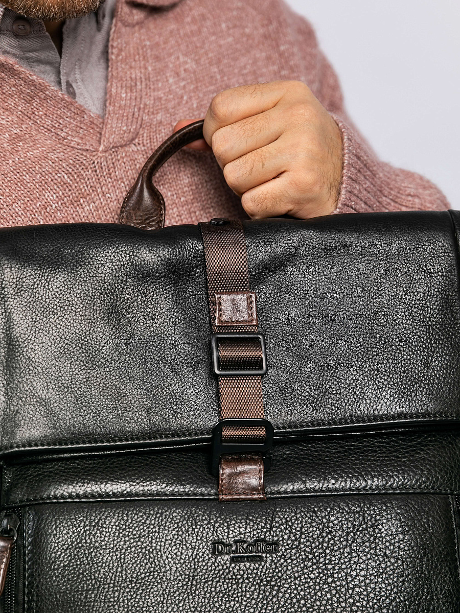 Рюкзак Dr. Koffer из натуральной кожи черный