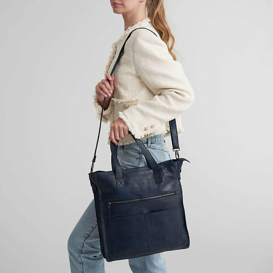 Деловая сумка Dr.Koffer из натуральной кожи синяя