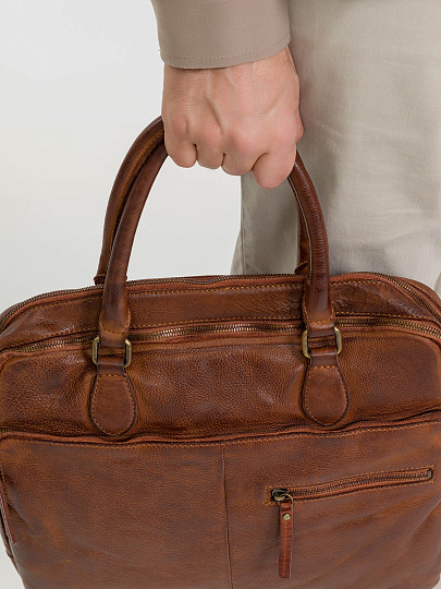 Деловая сумка Dr.Koffer из натуральной кожи коричневая