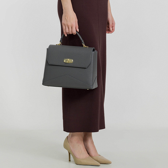 Женская сумка  Dr. Koffer из натуральной кожи серая