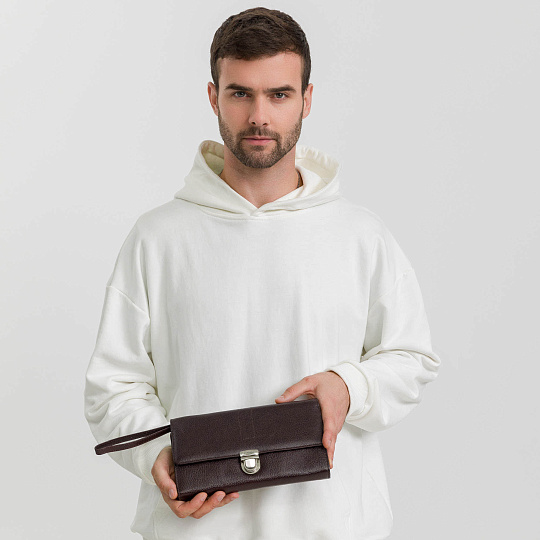 Сумка барсетка из натуральной кожи Dr. Koffer коричневая