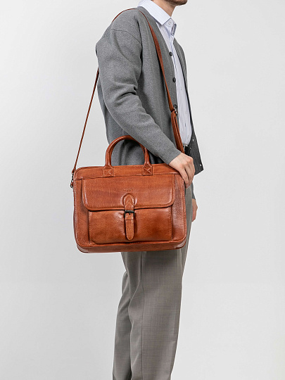 Деловая сумка Dr.Koffer из натуральной кожи коричневая