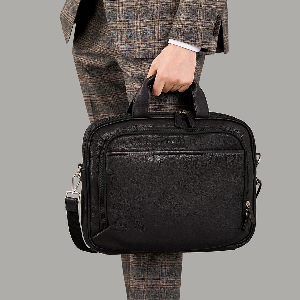 Деловая сумка Dr.Koffer из натуральной кожи черная