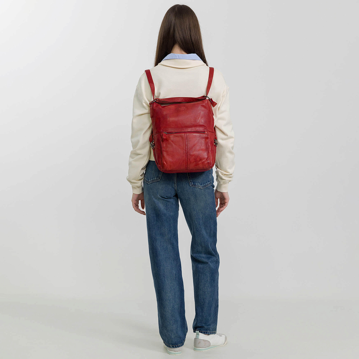 Сумка через плечо Dr.Koffer из натуральной кожи красная