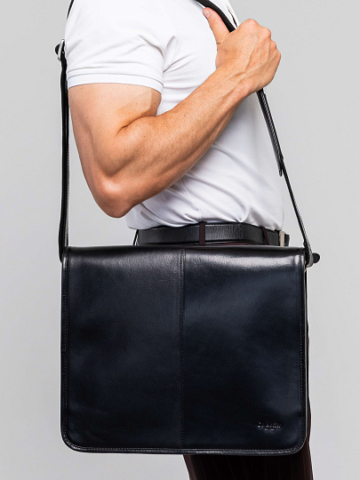 Деловая сумка Dr.Koffer из натуральной кожи черная