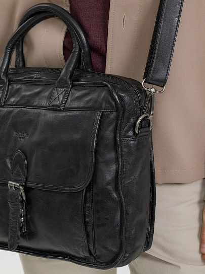 Деловая сумка Dr.Koffer из натуральной кожи черная