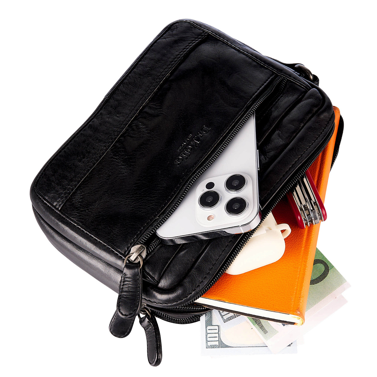 Сумка барсетка из натуральной кожи Dr. Koffer черная