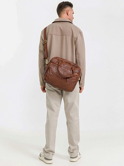 Деловая сумка Dr.Koffer из натуральной кожи коричневая