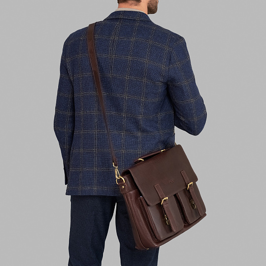 Портфель Dr.Koffer из натуральной кожи темно-коричневый