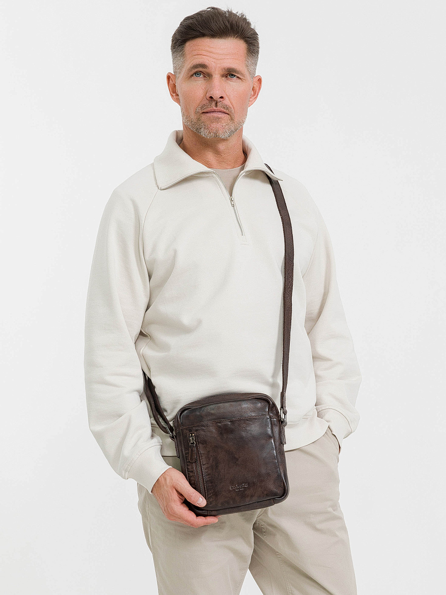 Сумка через плечо Dr.Koffer из натуральной кожи коричневая