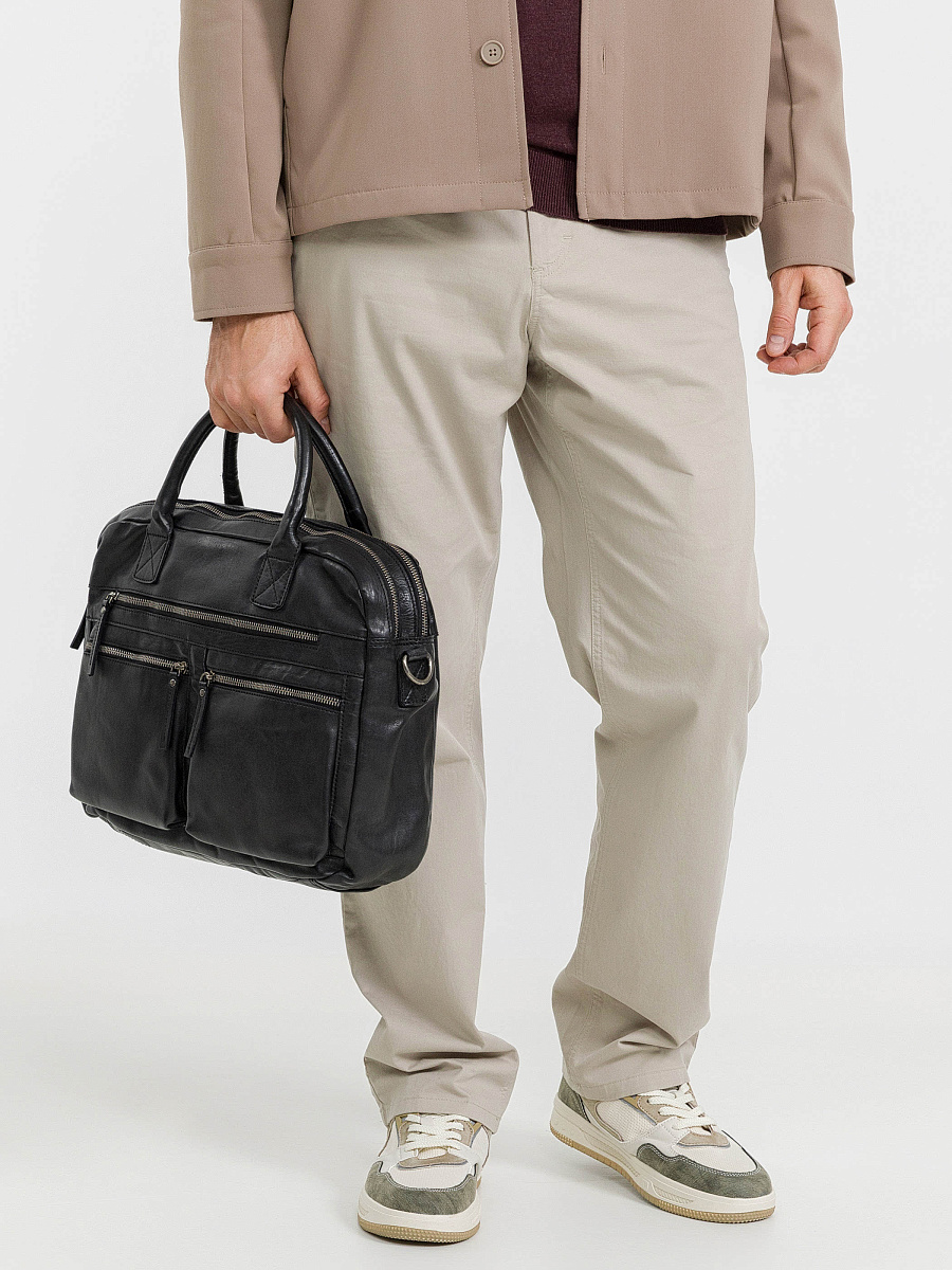 Деловая сумка Dr.Koffer из натуральной кожи черная