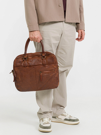 Деловая сумка Dr.Koffer из натуральной кожи коричневая