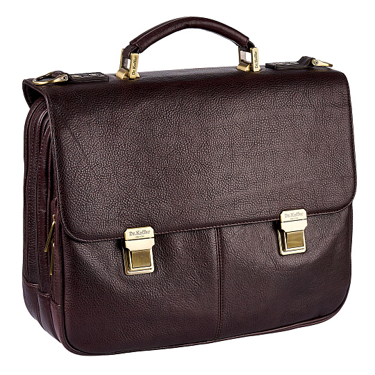 Портфель Dr.Koffer из натуральной кожи темно-коричневый
