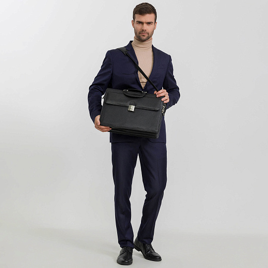 Портфель Dr.Koffer из натуральной кожи черный