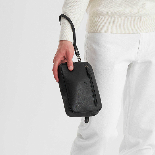 Сумка барсетка из натуральной кожи Dr. Koffer черная