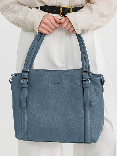 Женская сумка Dr.Koffer из натуральной кожи голубая