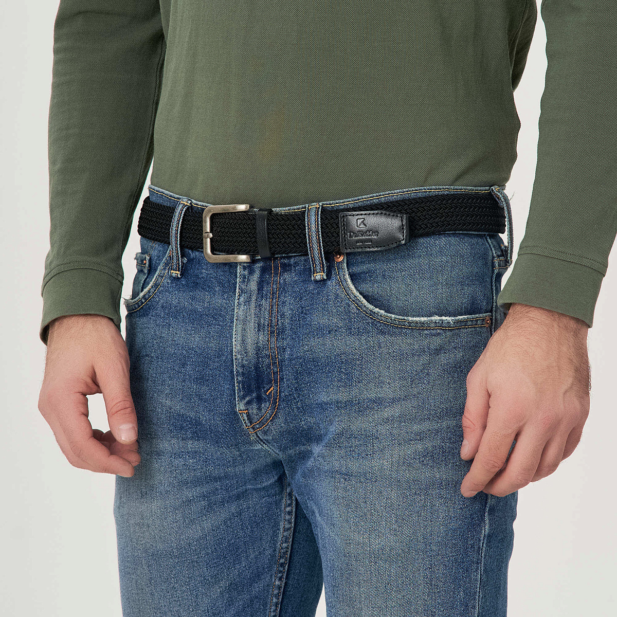 Ремень Dr.Koffer из натуральной кожи и текстиля черный