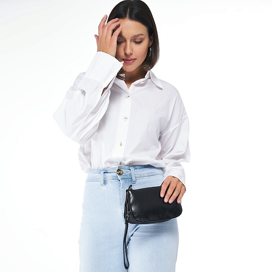 Сумка через плечо Dr.Koffer из натуральной кожи черная