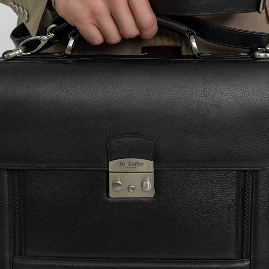 Портфель Dr.Koffer из натуральной кожи черный